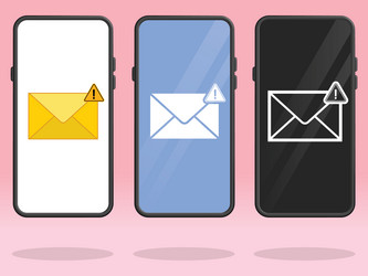 smartphone email triangle error caution warning vector image