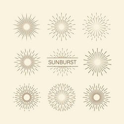 sunburst set gold style isolated on background Vector Image