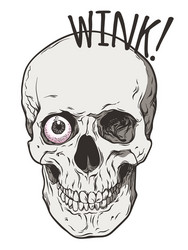 Winking Skull - Single Eye Comic Art Vector Image