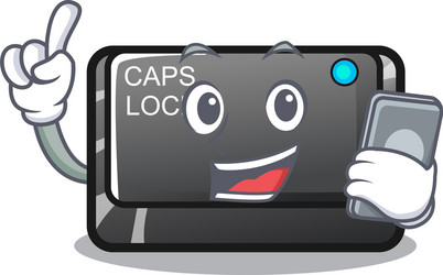 with phone capslock button on a computer cartoon vector image