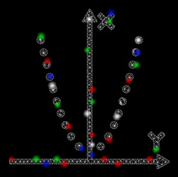 Bright mesh 2d parabole plot with light spots vector