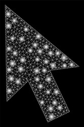bright mesh network cursor arrow with flash spots vector image