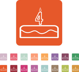 cake with candles in the form of number 4 icon vector image