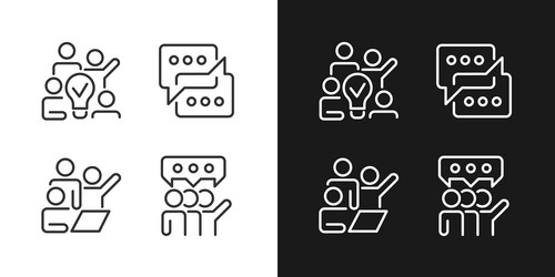 Group tasks pixel perfect linear icons set vector