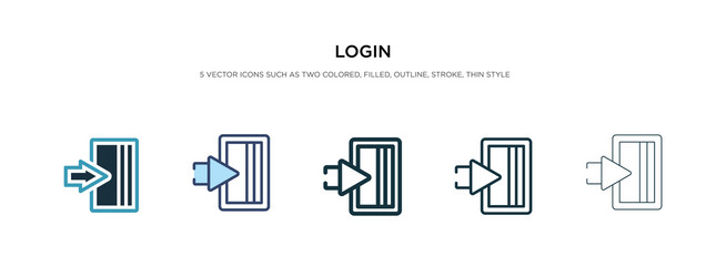 login icon in different style two colored vector image