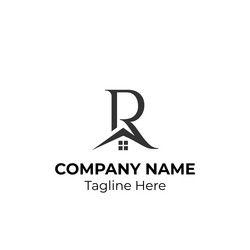 logogram r with house element vector image