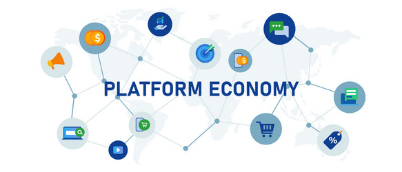 Platform economy with laptop or smartphone vector