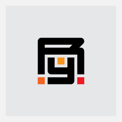 ry - logotype with letters and three dots r y vector image
