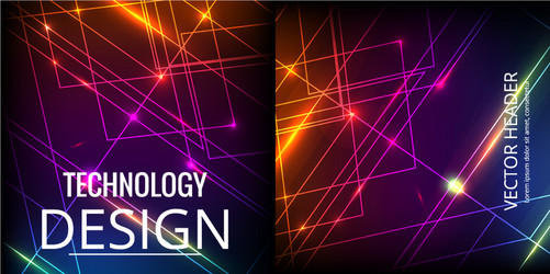 set of abstract technology web banner vector