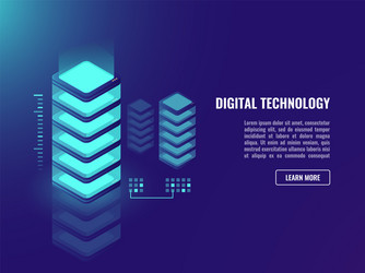 isometric datacenter concept networking website vector