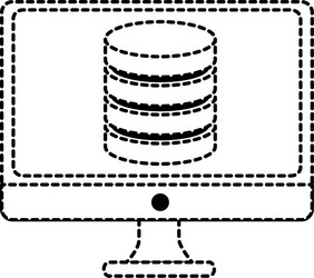 monitor computer with data disk vector image