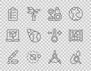 set line pipette drop and magnifying glass vector image