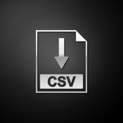 Silver csv file document icon download button vector