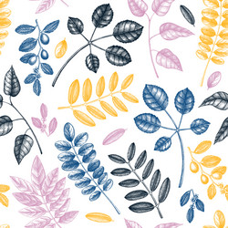 spring greenery seamless pattern hand drawn tree vector image