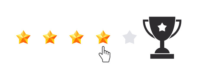 stars and cup rating badges five concept vector