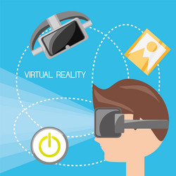 virtual reality game with futuristic technology vector