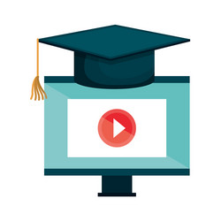 computer desktop e-learning isolated icon vector image