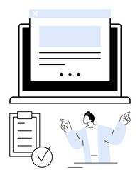 digital presentation with laptop display vector image