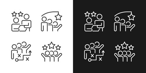 Group achievement pixel perfect linear icons set vector