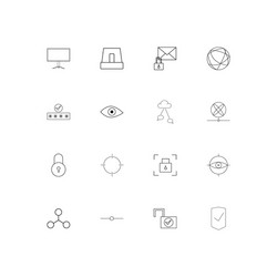 internet security simple linear icons set vector image