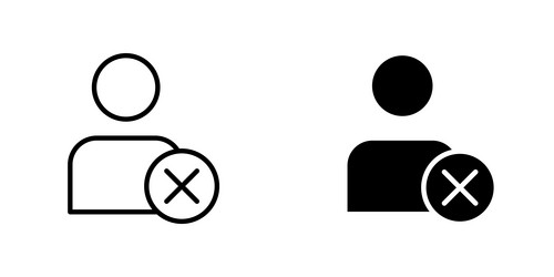 remove user icons stroke line and black solid vector image