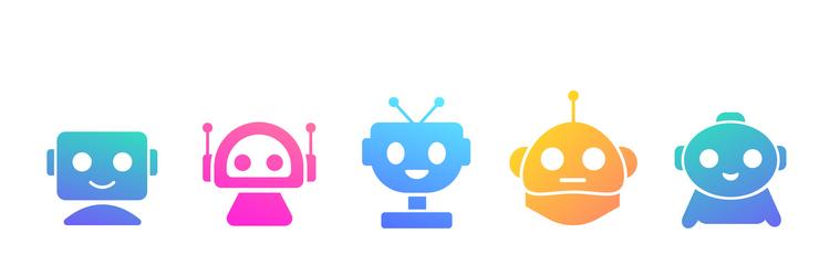 sets of colorful robot smiling face icon vector image