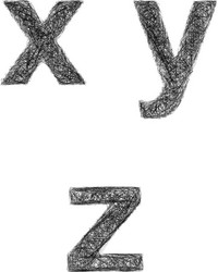 sketch font set - lowercase letters x y z vector