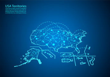 Usa territories map with nodes linked by lines vector