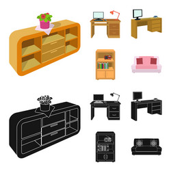 a shelf with flower desk computer vector image