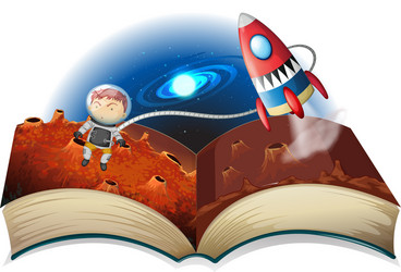 Astronaut Reading in Space vector image