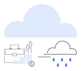 cloud computing with business growth and rain vector image