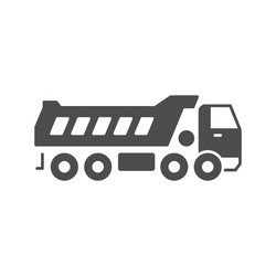 Dump truck glyph icon or industrial vehicle sign vector