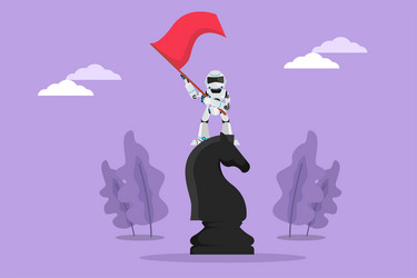 graphic flat design drawing robot standing on top vector image