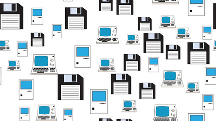 seamless pattern endless computer with old retro vector