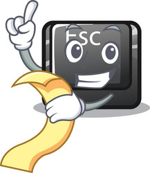 with menu esc button attached to cartoon keyboard vector image