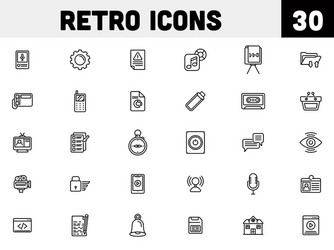 30 web navigation icon set in thin line art vector