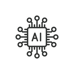 ai processor chip icon in line design vector image