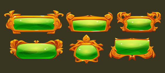 game ui frames green with gold medieval borders vector image