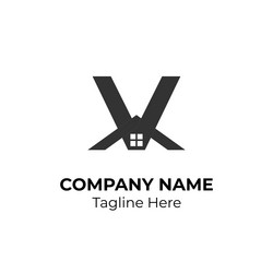 logogram v with house element vector image