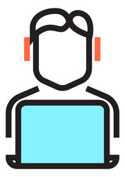 man with laptop working on computer icon office vector image