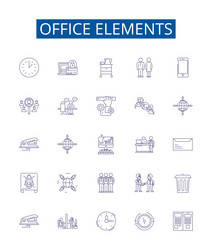 office elements line icons signs set design vector image