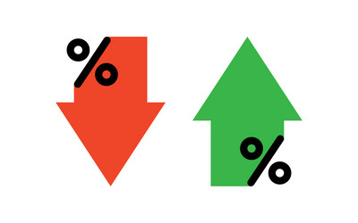 Percentage arrow up and down icon percent flat Vector Image