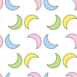 seamless colorful crescent moon pattern vector image