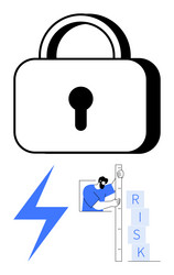 security and risk assessment concept with lock vector image
