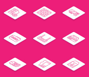 set line case of computer cooler monitor vector image