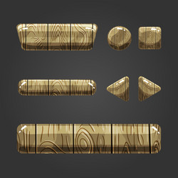 set of wooden button for game design-3 vector image