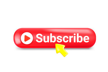 subscribe utton with cursor arrow 3d vector image