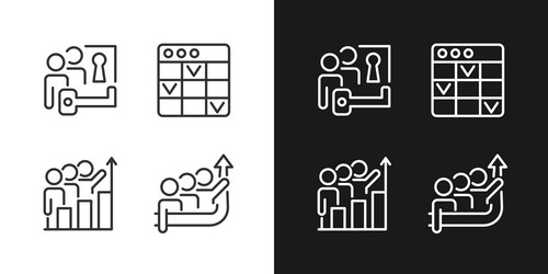 Team project pixel perfect linear icons set vector