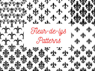 victorian fleur-de-lis seamless patterns set vector image
