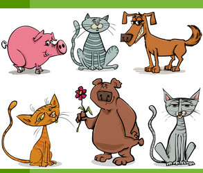 animals sketch cartoon set vector